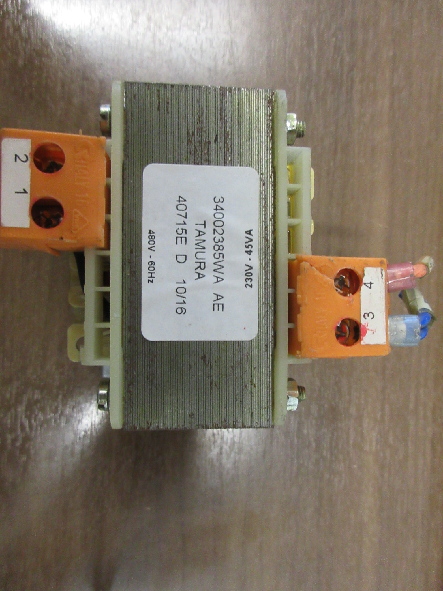 Tamura Transformer 34002385WA-AE 45 VA Pri: 480V Sec: 230V 60Hz Used