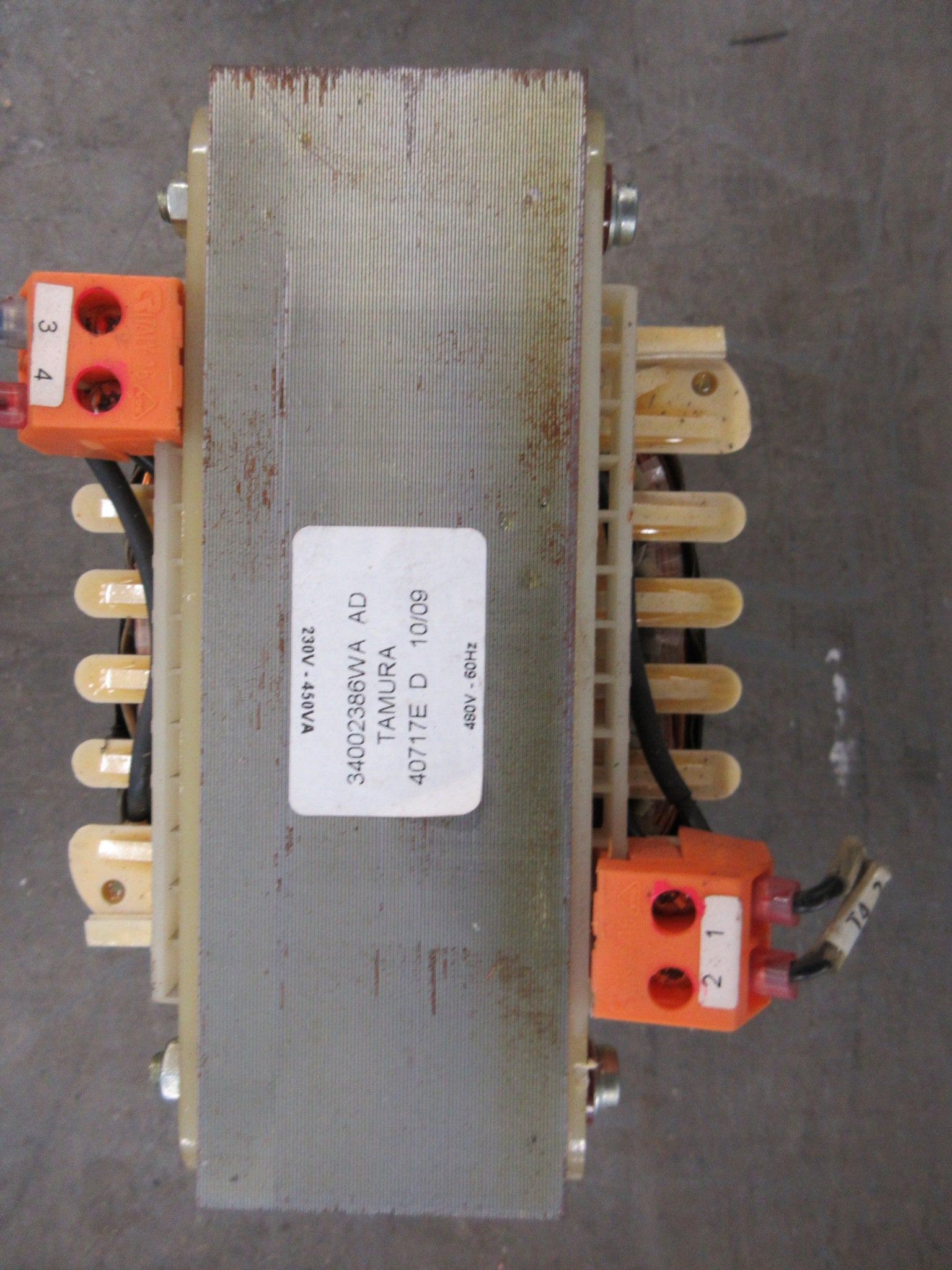 Tamura Transformer 34002386WA 450 VA Pri: 480V Sec: 230V 60Hz Used