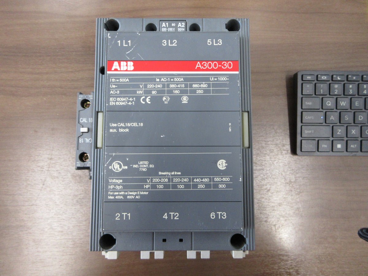 ABB Contactor A300-30 230-240V Coil 400 A 600 V (1) Aux Contact Used