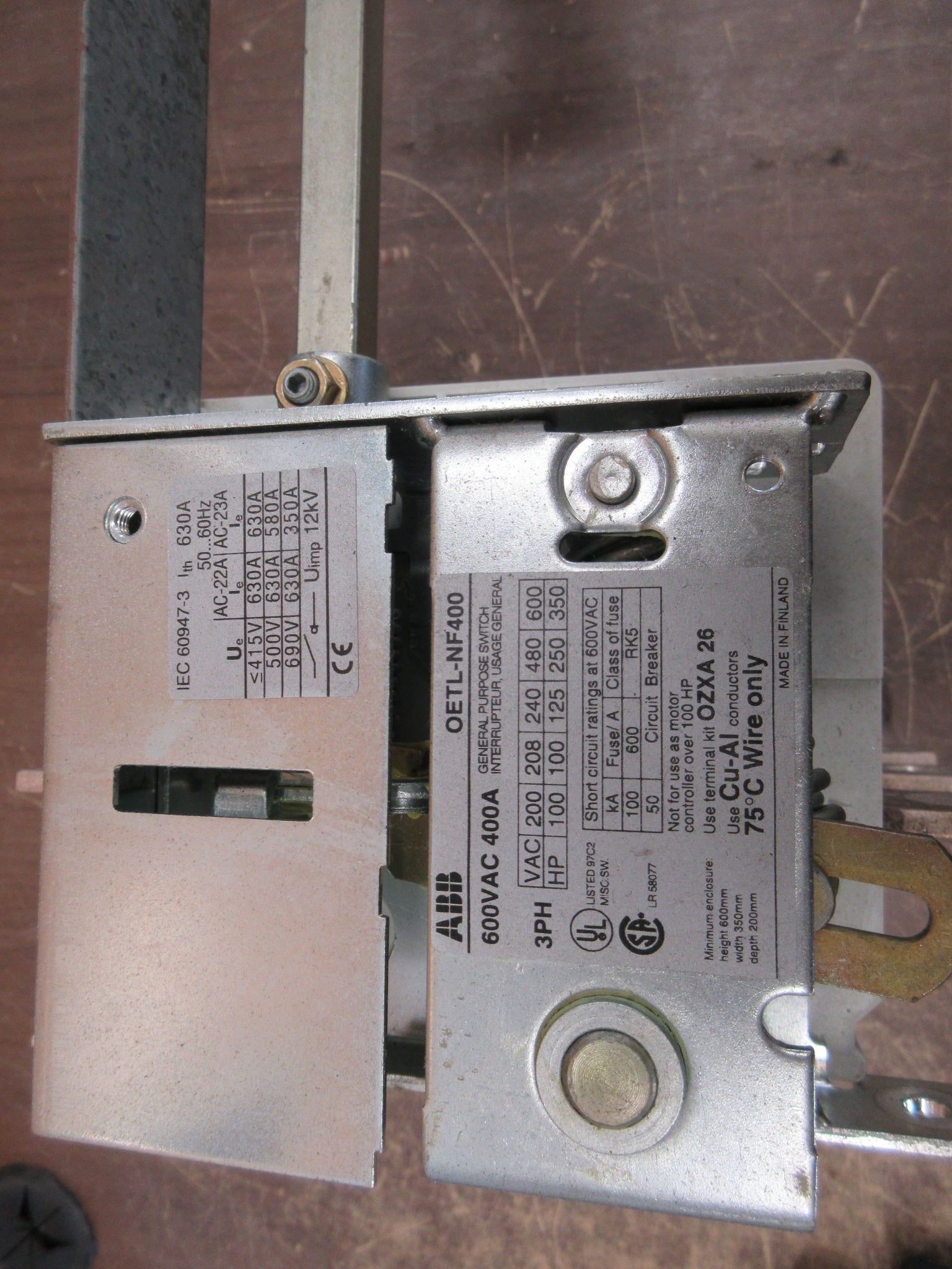 ABB Disconnect Switch OETL-NF400 400A 600V 3Ph Used