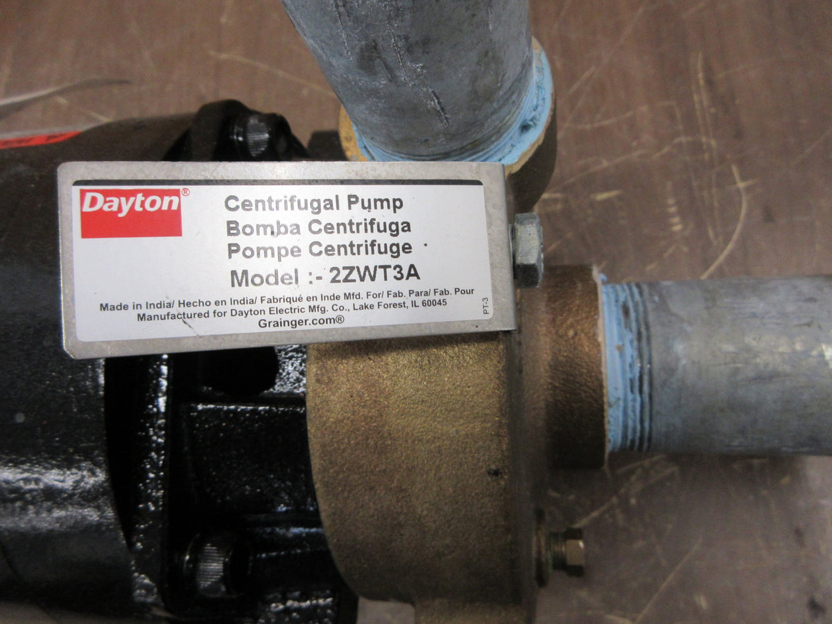 Dayton Bronze Centrifugal Pump 2ZWT3A 1.5 HP 3450 RPM 1.5 GPM Max Used