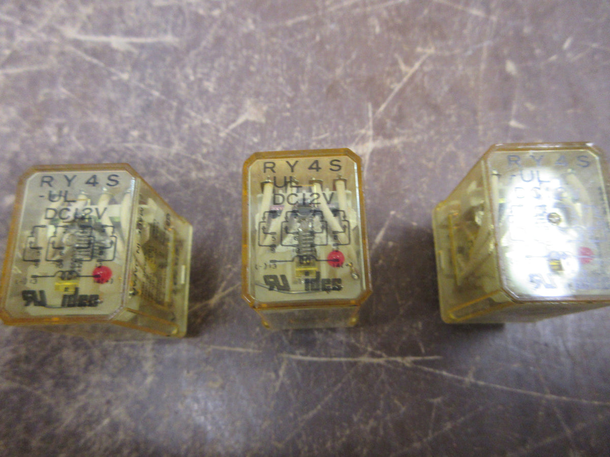 Idec Relay RY4S-UL-DC2V 12VDC Coil * Lot of 3 * Used