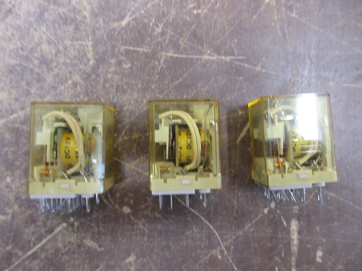 Idec Relay RY4S-UL-DC2V 12VDC Coil * Lot of 3 * Used