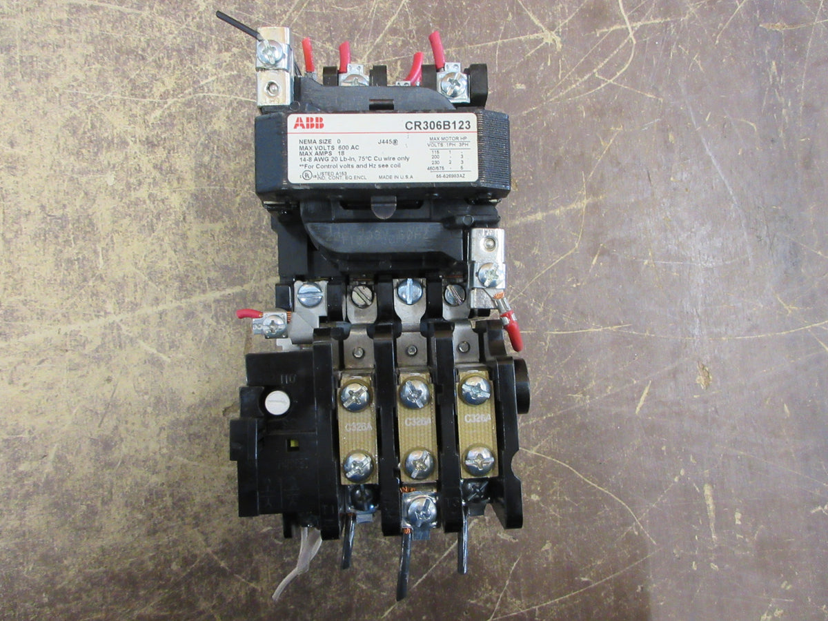 ABB Size 0 Starter CR306B123 200-208V Coil 18A 600V Used