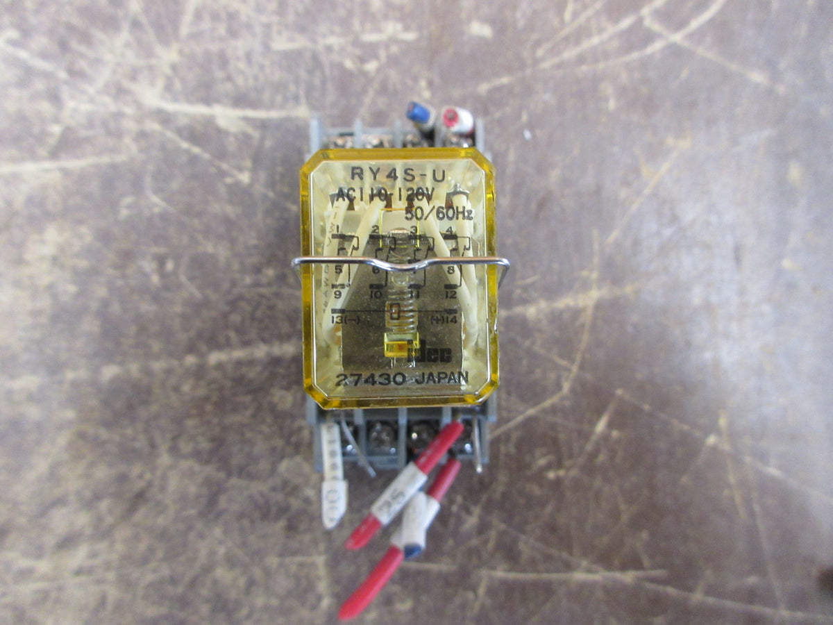Idec Relay RY4S-U-AC110-120V 110-120V Coil W/ Base Used