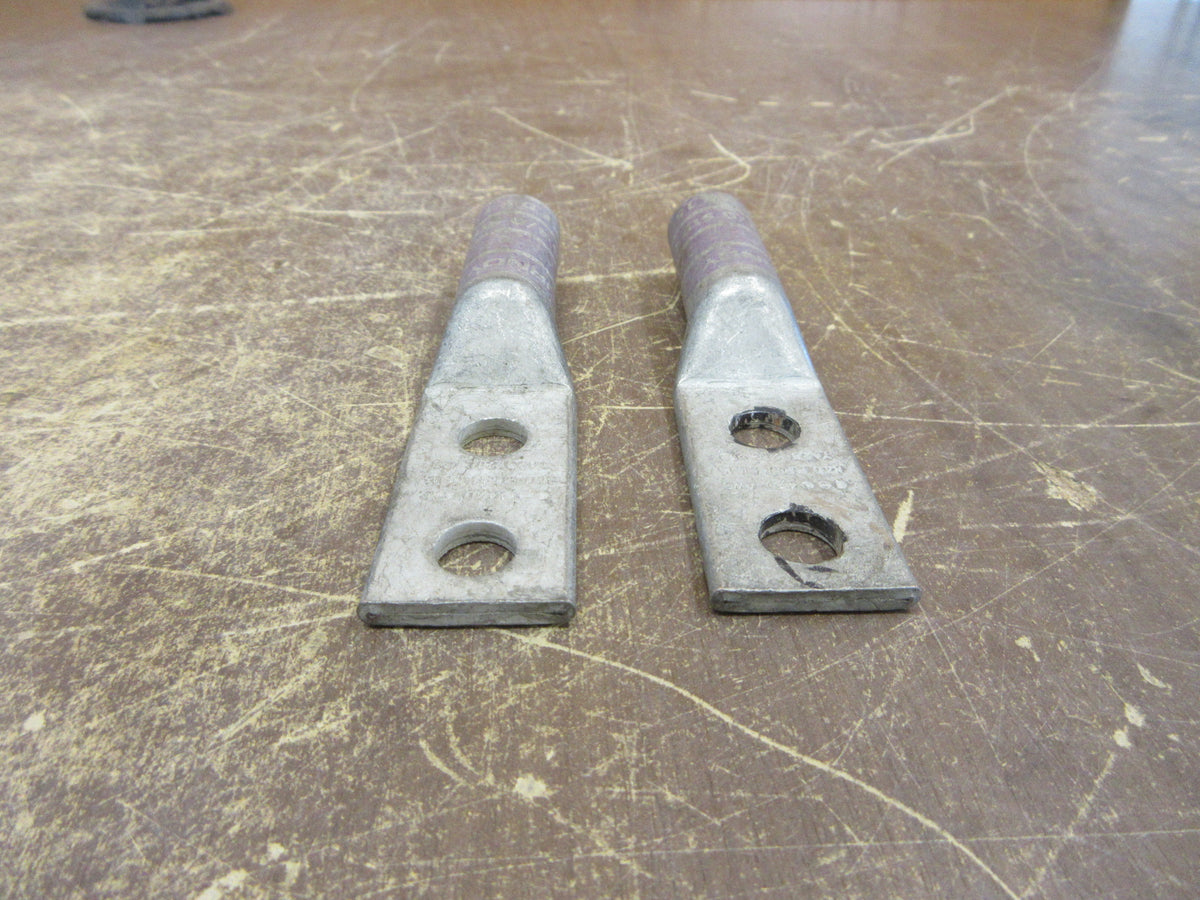 Burndy Crimp Lug YA28 2TC 38 4/0 AWG 2-Hole *Lot of 2 * * No Box *New Surplus