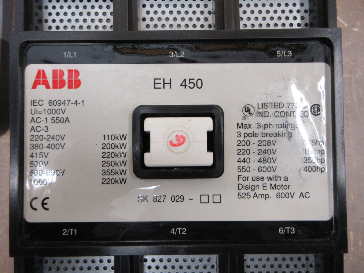 ABB Contactor EH 450 525A 600V 230-255V Coil Used