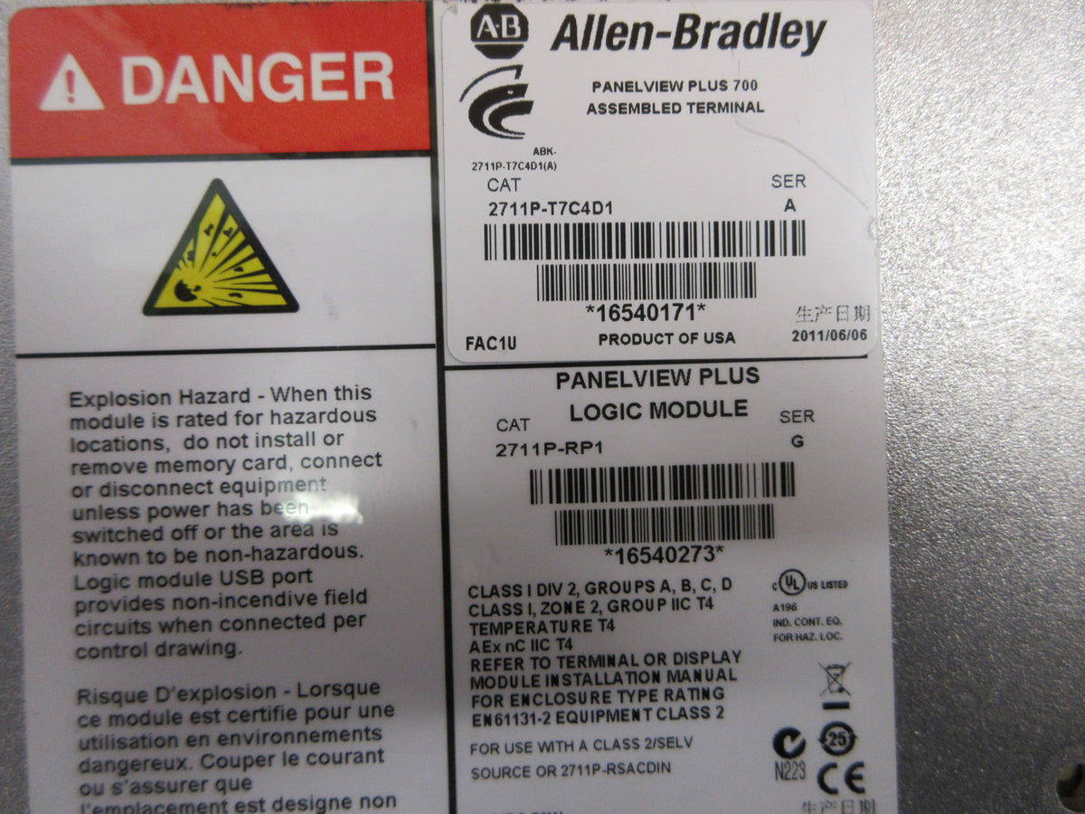 Allen-Bradley PanelView Plus 700 2711P-T7C4D1 Ser. A Used
