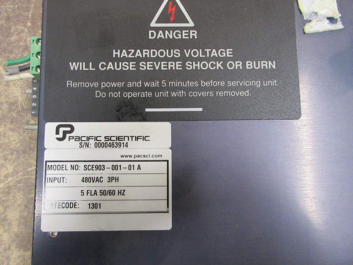 Pacific Scientific SCE900 Series Servo Drive SCE903-001-01A 480V 3Ph 5A Used