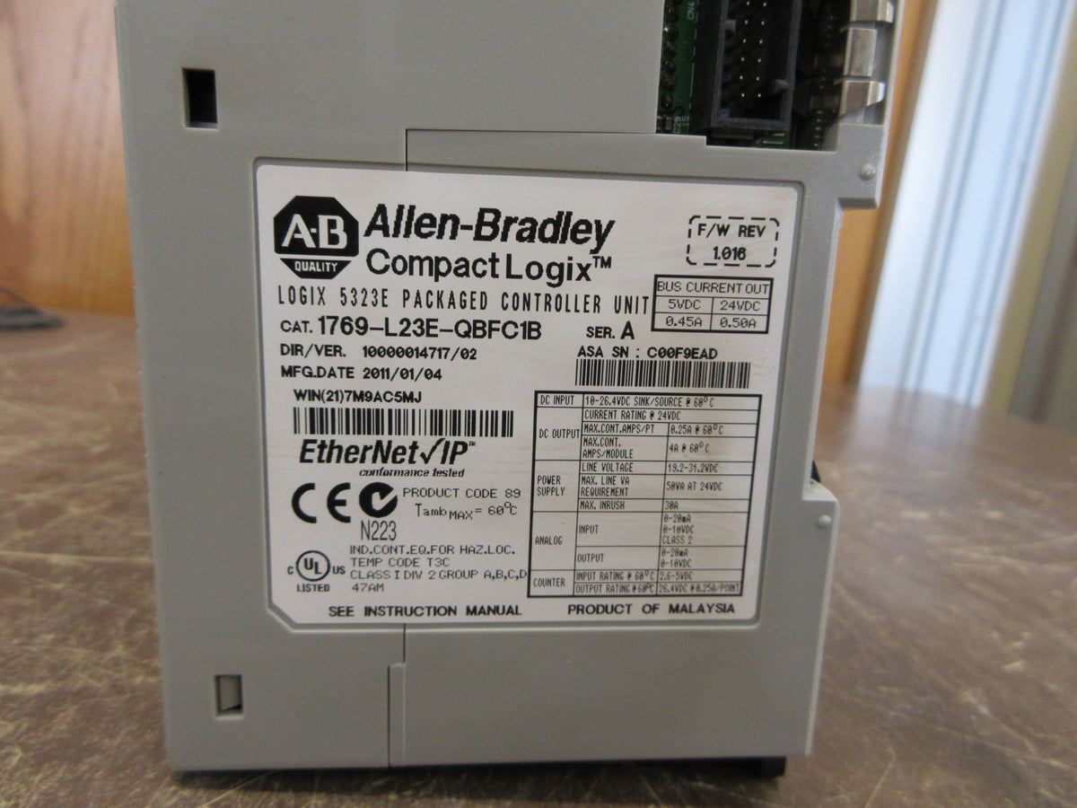 Allen-Bradley CompactLogix 5323E Packaged Controller Unit 1769-L23E-QBFC1B Used