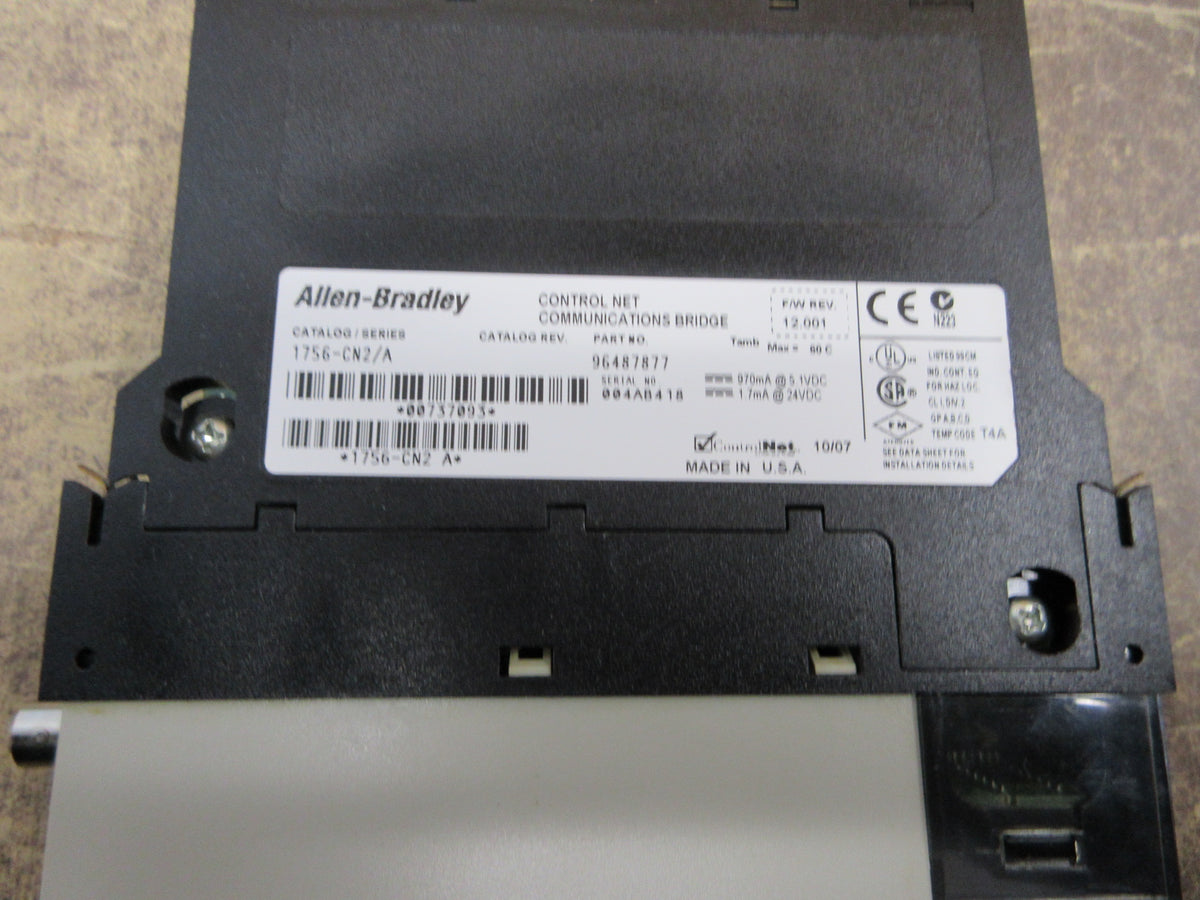 Allen-Bradley Control Net Comm. Bridge Module 1756-CN2 Ser, A F/W.V12.001 Used