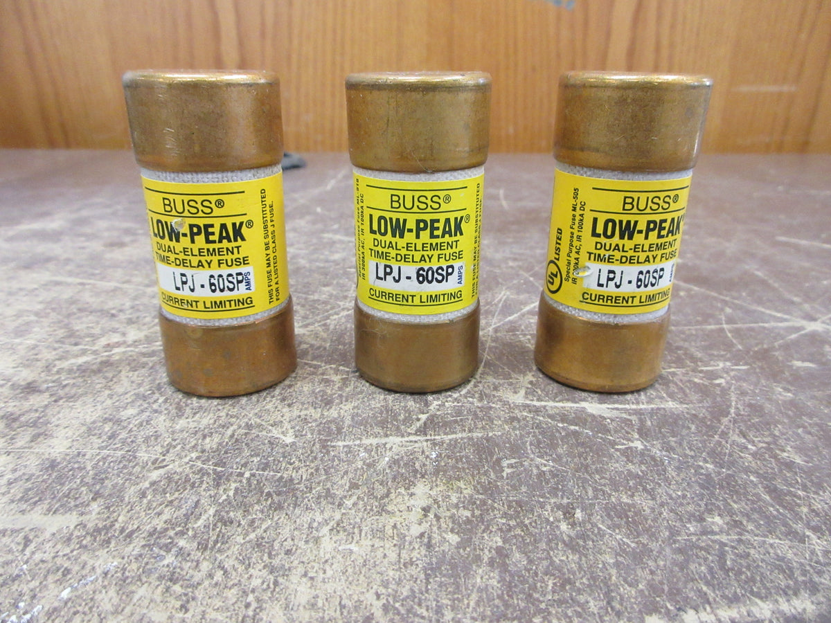 Buss Low-Peak Fuse LPJ-60SP 60A 600V *Lot of 3* Used