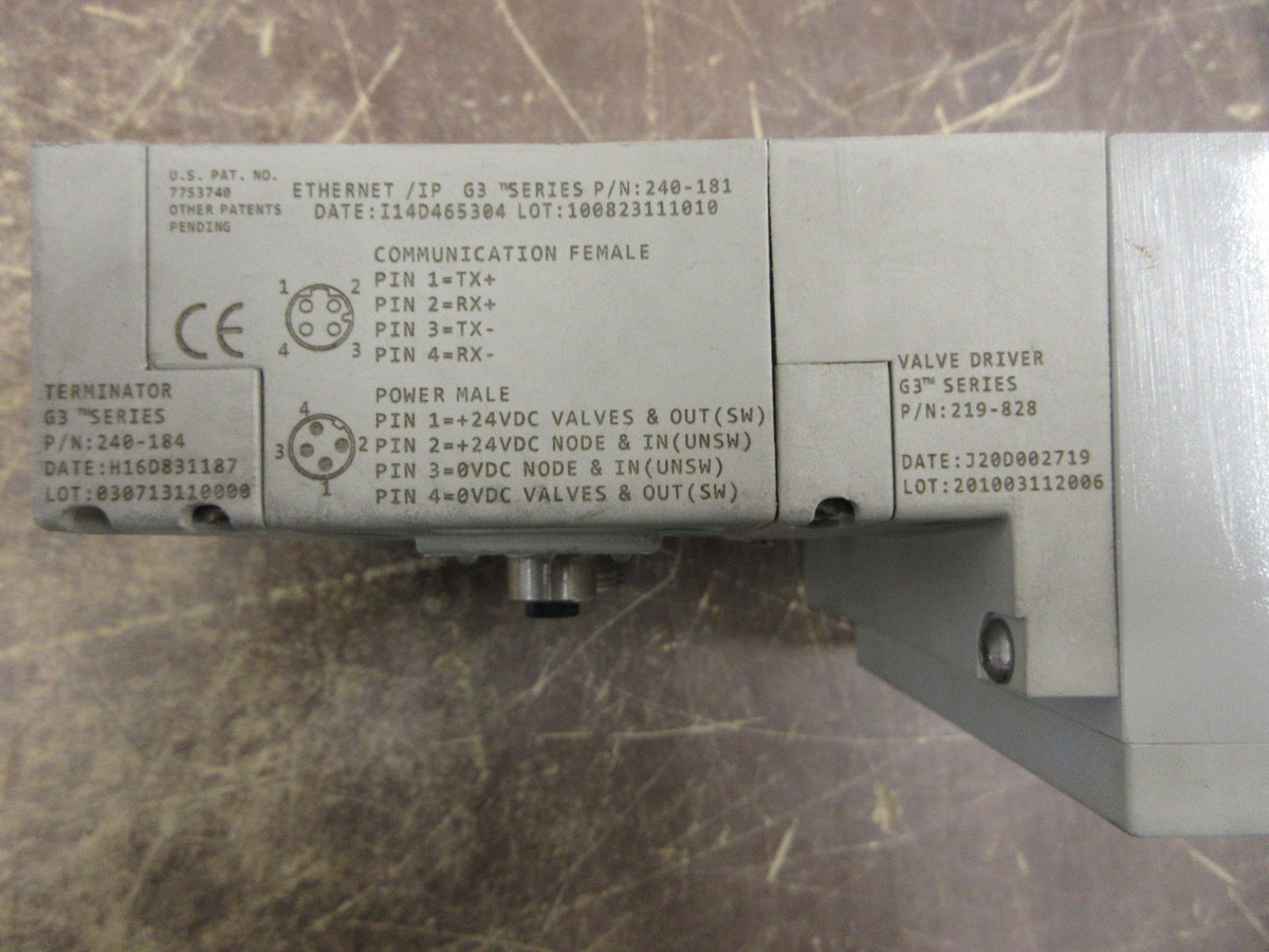 Numatics G3 Series Manifold Terminators & Comm. Module 240-184/240-181 Used