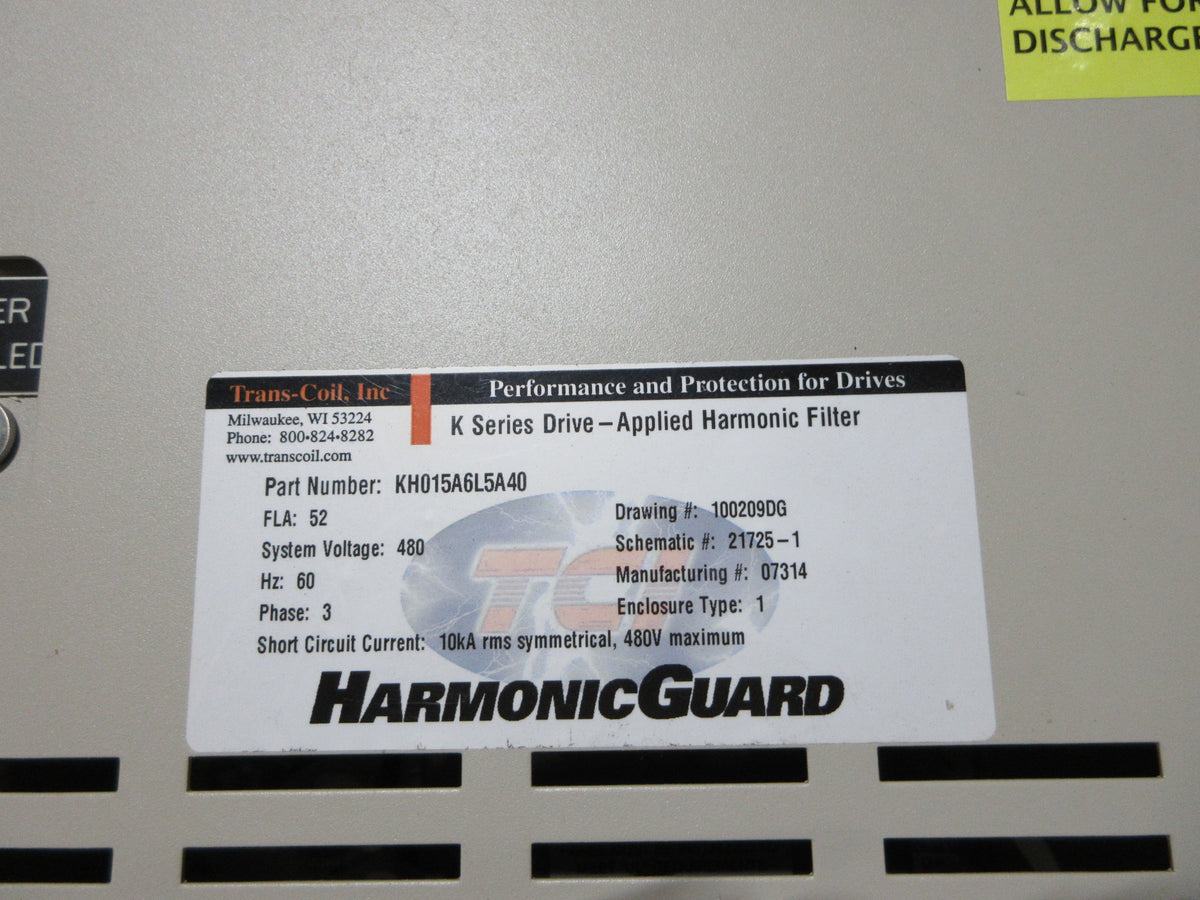 HarmonicGuard K Series Drive -Applied Harmonic Filter KH015A6L5A40 Used