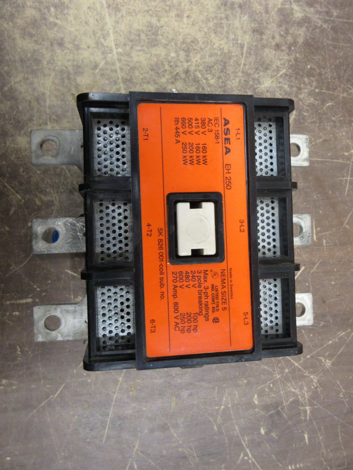 Asea Size 5 Contactor EH 250 120V Coil 270A 600V 3Ph Used