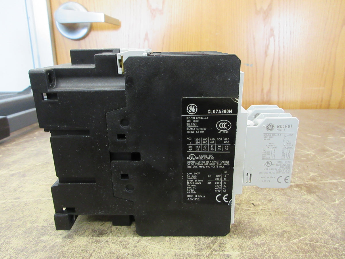 GE Contactor CL07A300 120V Coil 600V (2) Aux Contacts Used