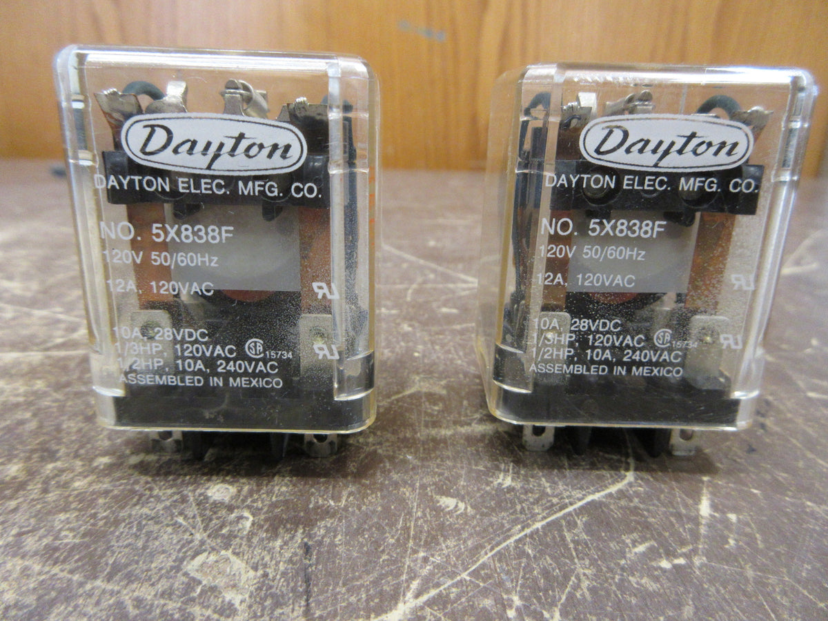 Dayton Relay 5X838F 120V Coil * Lot of 2 * Used