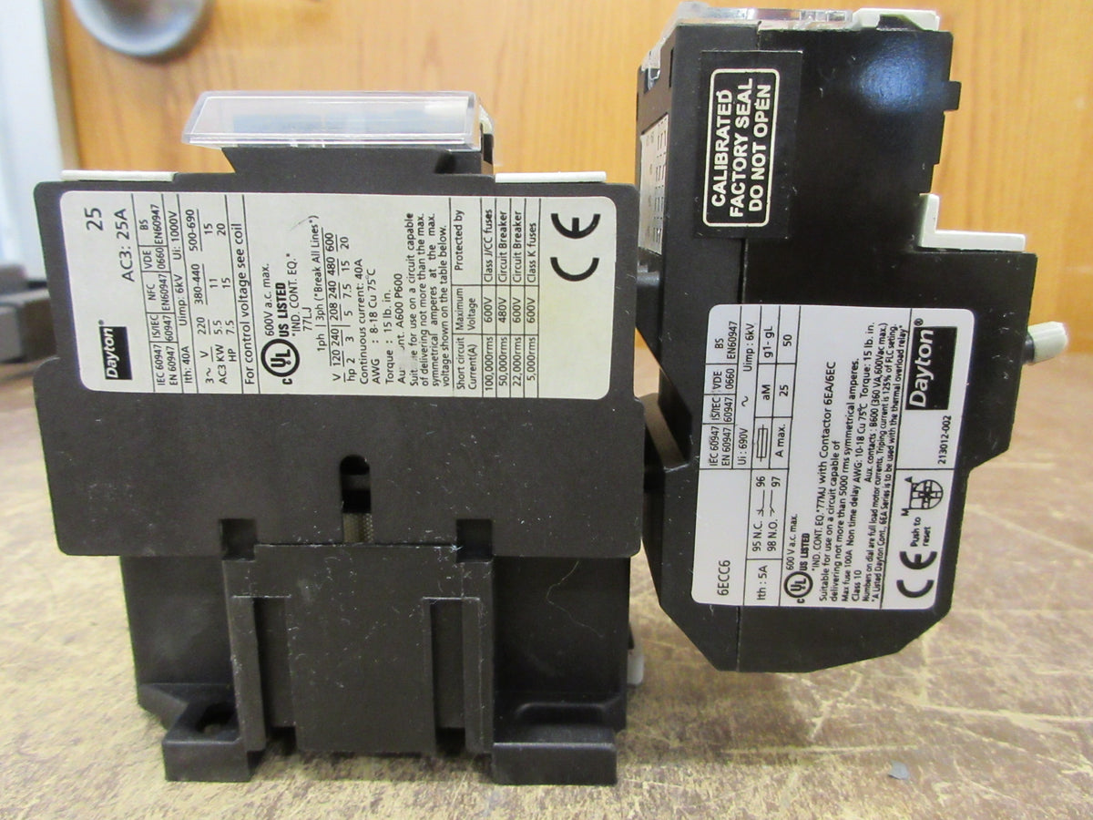 Dayton Starter 6EAV9/6ECC6 Trip: 17-25A 120V Coil Used