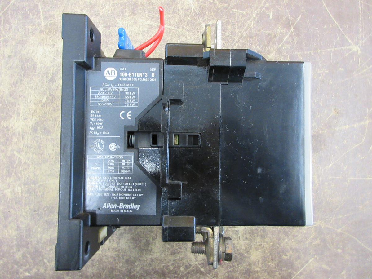 Allen-Bradley Contactor 100-B110N*3 Ser. B 120V Coil 110A 600V (1) Aux Contact