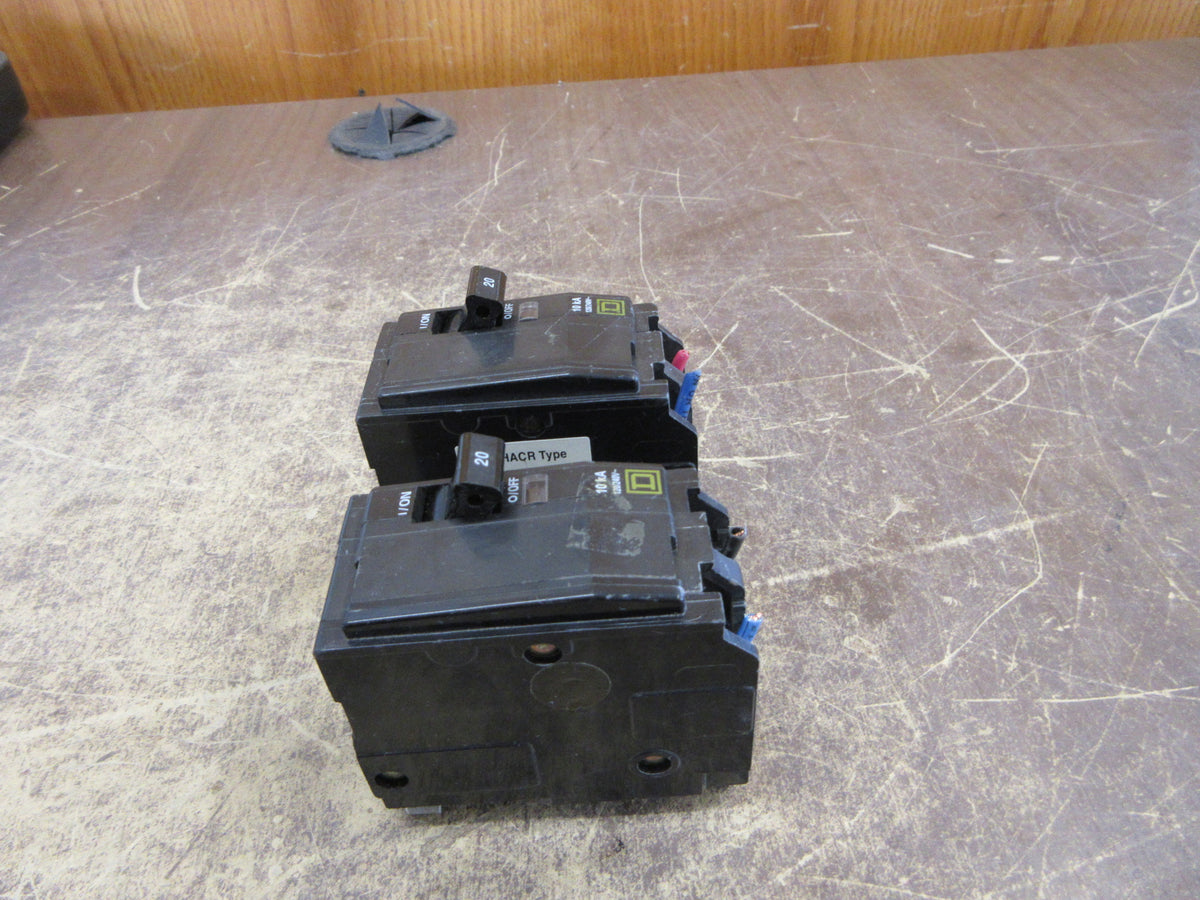 Square D Clip-On Circuit Breaker QO220 20A 120/240V 2P *Lot of 2* Used
