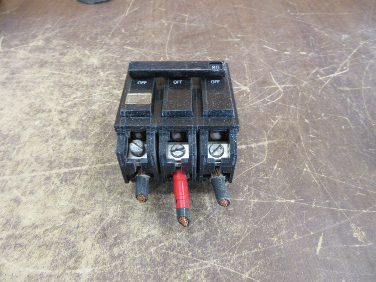 GE Clip-on Circuit Breaker THQL32080 80A 240V 3P Used