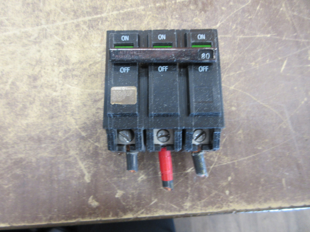GE Clip-on Circuit Breaker THQL32080 80A 240V 3P Used