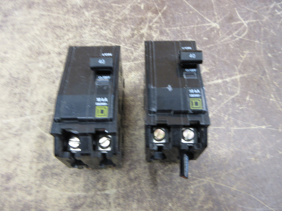 Square D Bolt-on Circuit Breaker QOB240 40A 120/240V 2P *No Mounting Bolts* Used