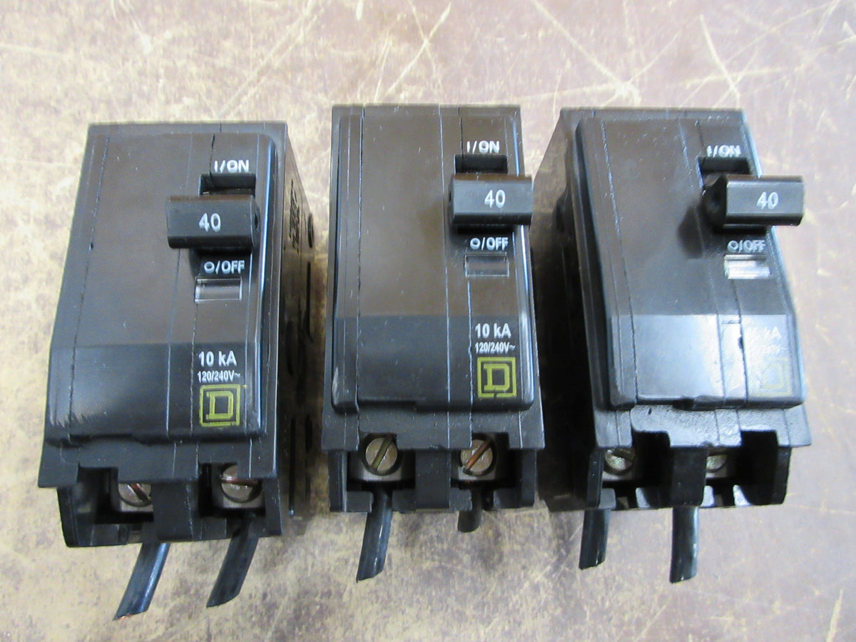 Square D Bolt-on Circuit Breaker QOB240 40A 120/240V 2P * Lot of 3 * Used