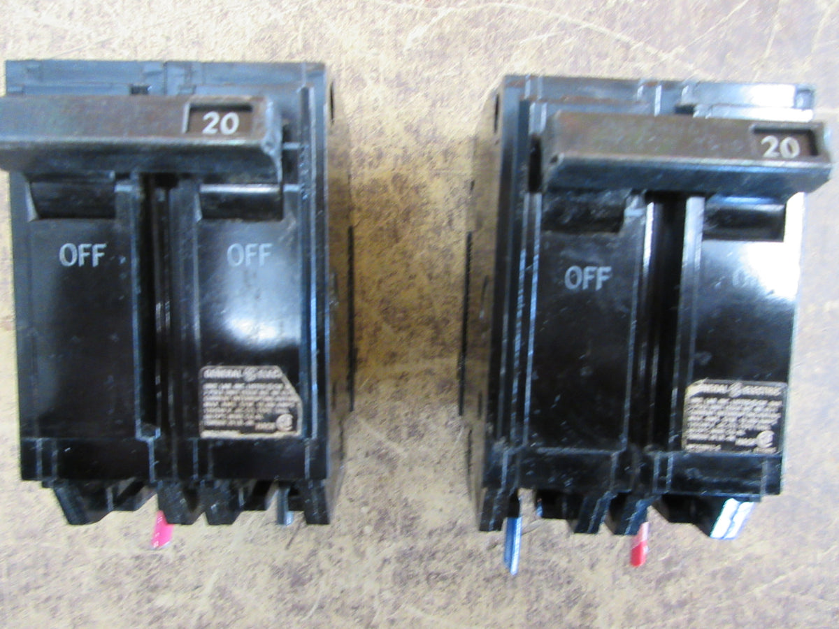 GE Clip-on Circuit Breaker THQL2120 20A 120/240V 2P * Lot of 2 * Used