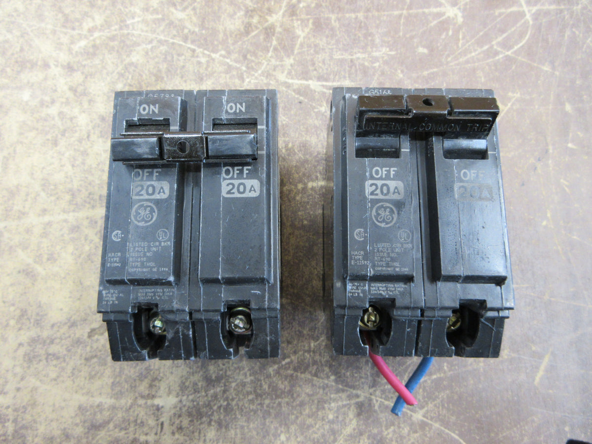 GE Clip-on Circuit Breaker THQL2120 20A 120/240V 2P * Lot of 2* Used