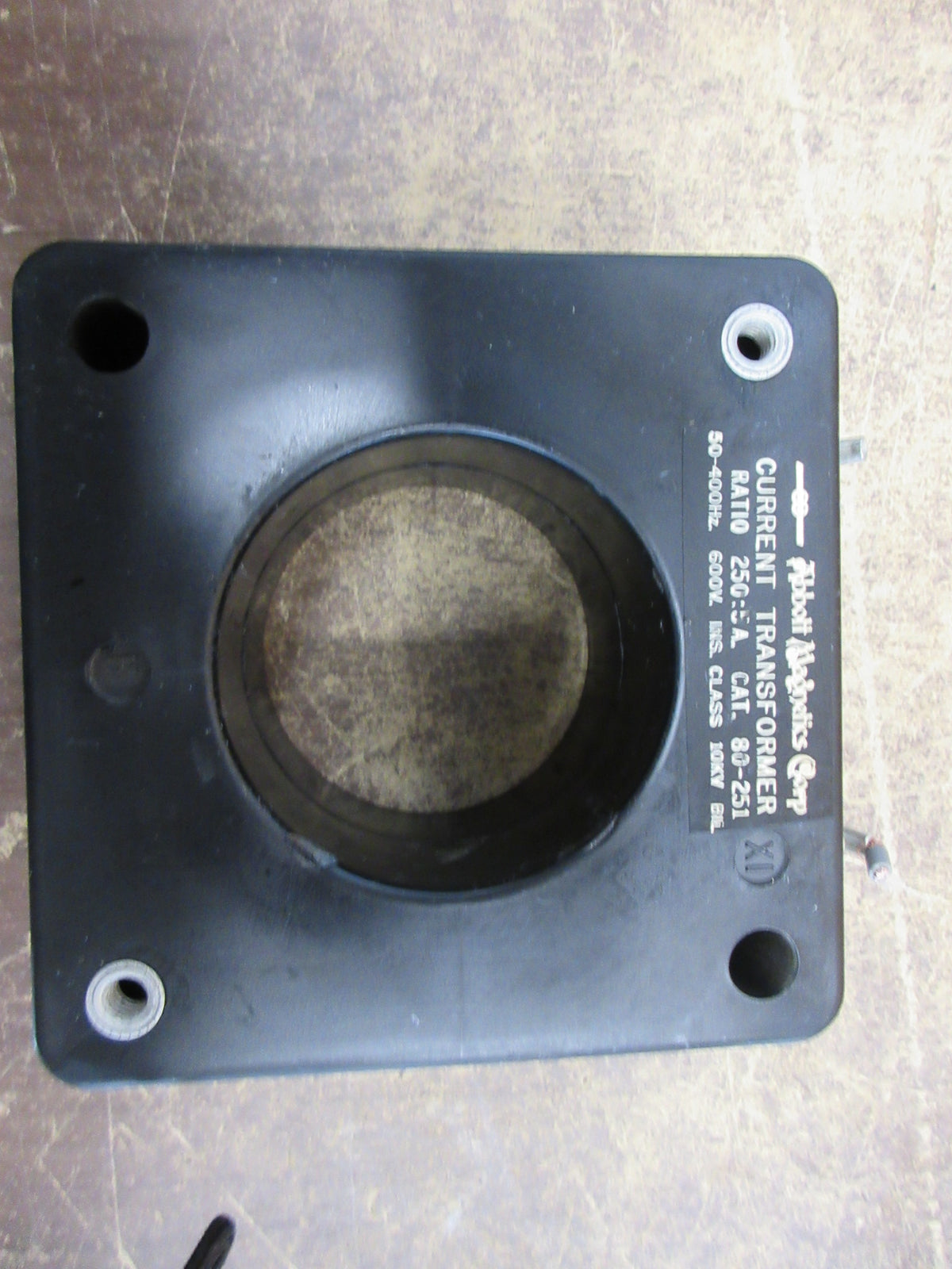 Abbott Magnetics Current Transformer 80-251 Ratio 250: 5A 600V 50-400Hz Used