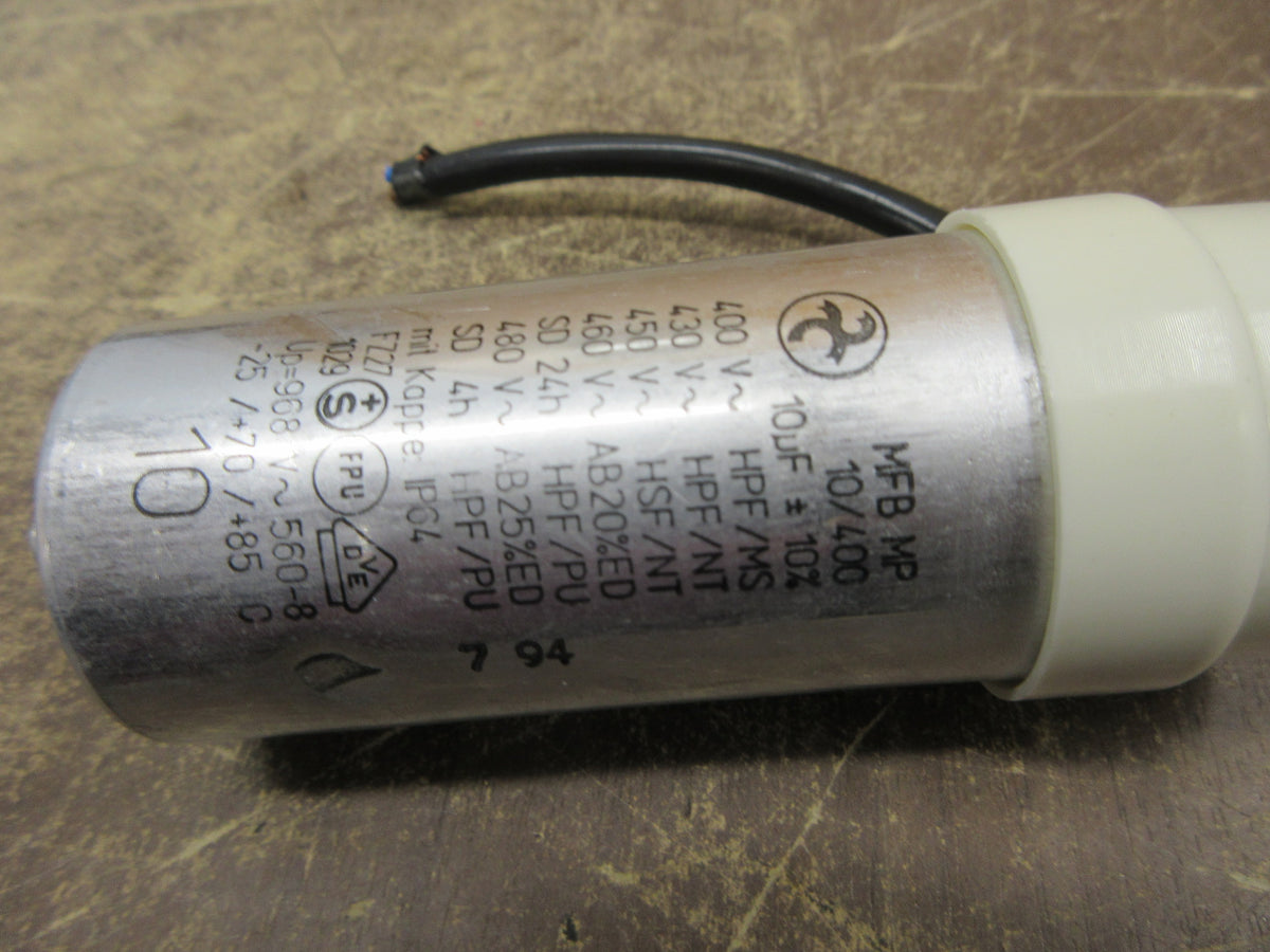 Hydro Motor Run Capacitor MFB MP 10/400 10uF 480V Used