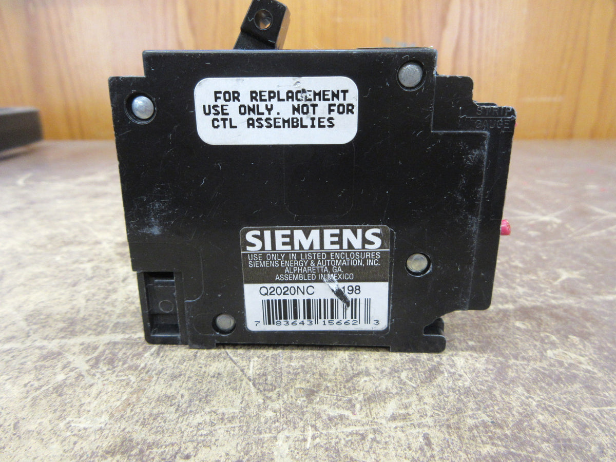 Siemens Clip-on Tandem Circuit Breaker Q2020NC 20A/20A 120/240V 2P Used