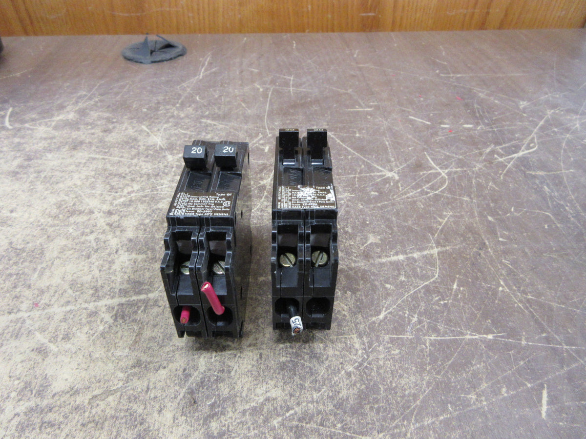 Siemens Clip-on Tandem Circuit Breaker Q2020NC 20A/20A 120/240V 2P Used
