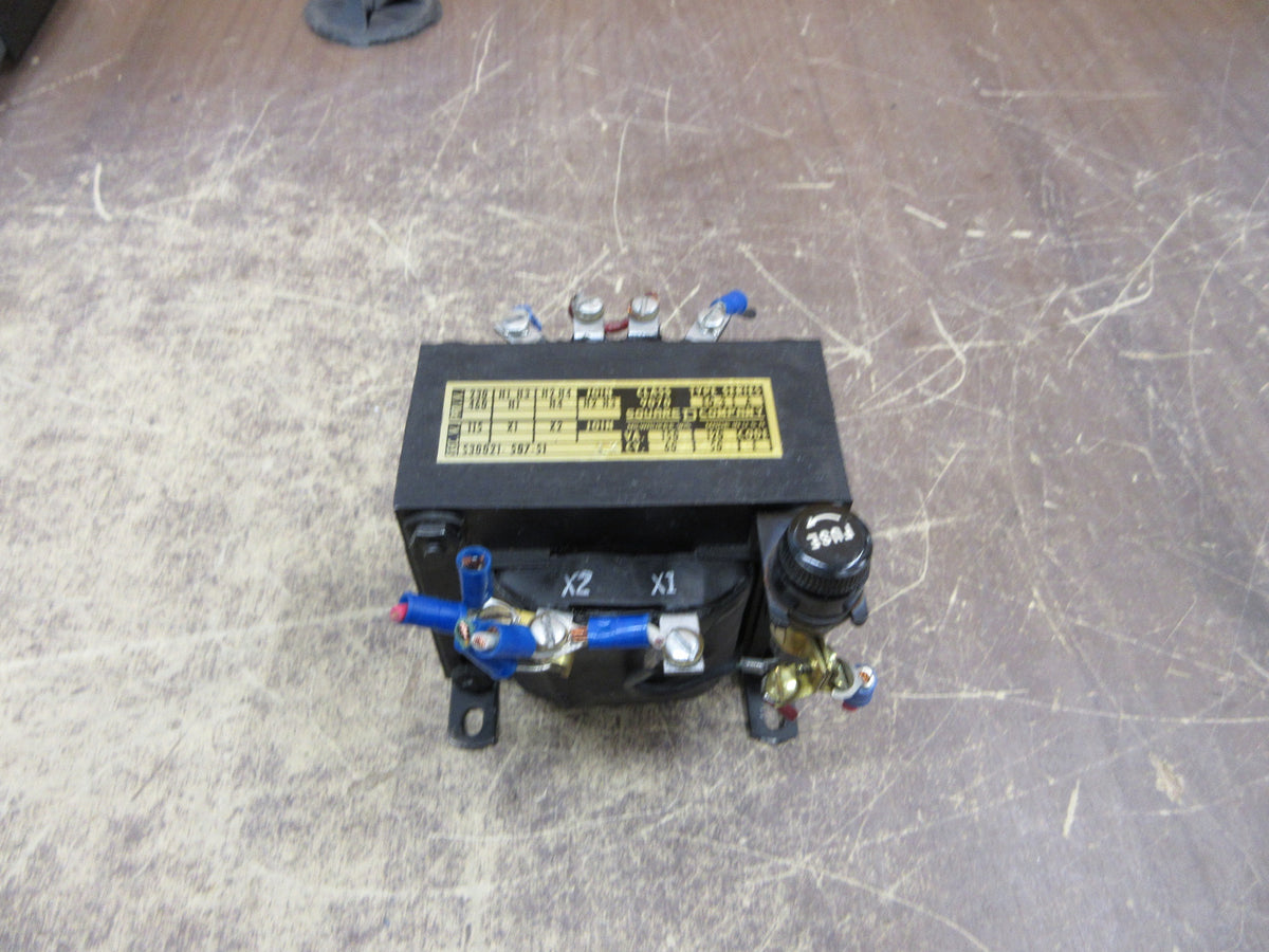 Square D Transformer 9070 E0-3 Ser. A 150VA Pri: 240/480V Sec: 24V w/Fuse Used