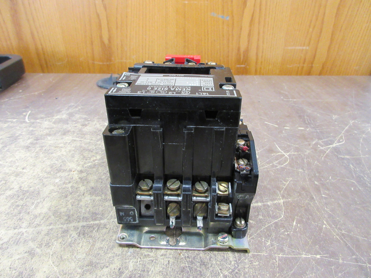 Square D Size 0 Starter 8536SBO2S Ser. A 120V Coil 600V Used