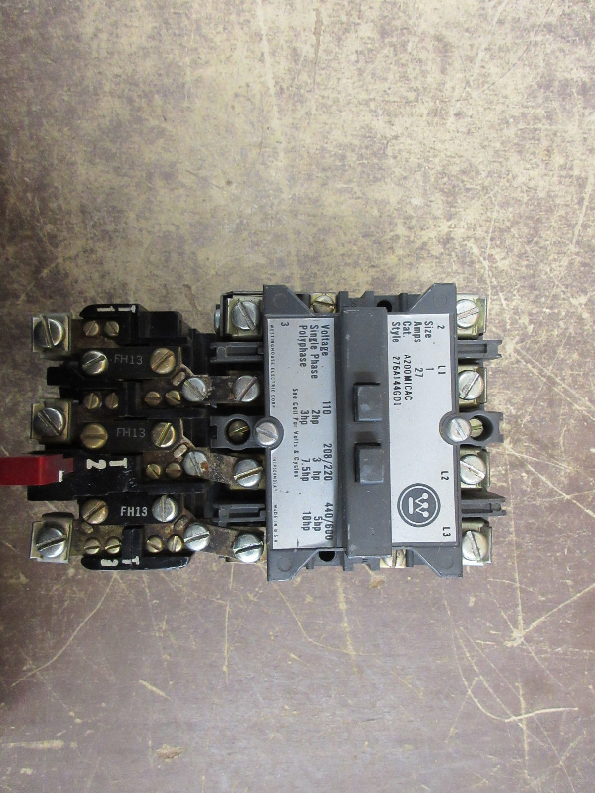 Westinghouse Starer A200MICAC Style H: 276A144G01 120V Coil 600V Used