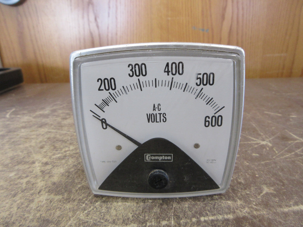 Crompton AC Voltmeter 016-02 VA-PZSJ Range: 0-600V Used