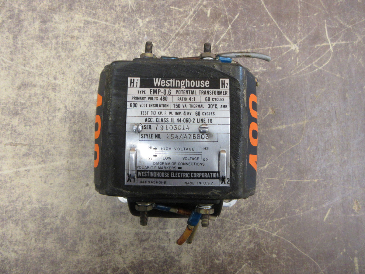 Westinghouse Type EMP -0.6 Potential Transformer 254A476G03 Ratio 4:1 Pri:480V