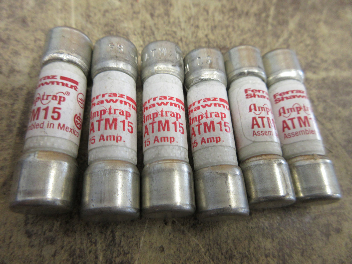 Ferraz Shawmut Amp-Trap Fuse ATM15 15A 600V *Lot of 6* New Surplus