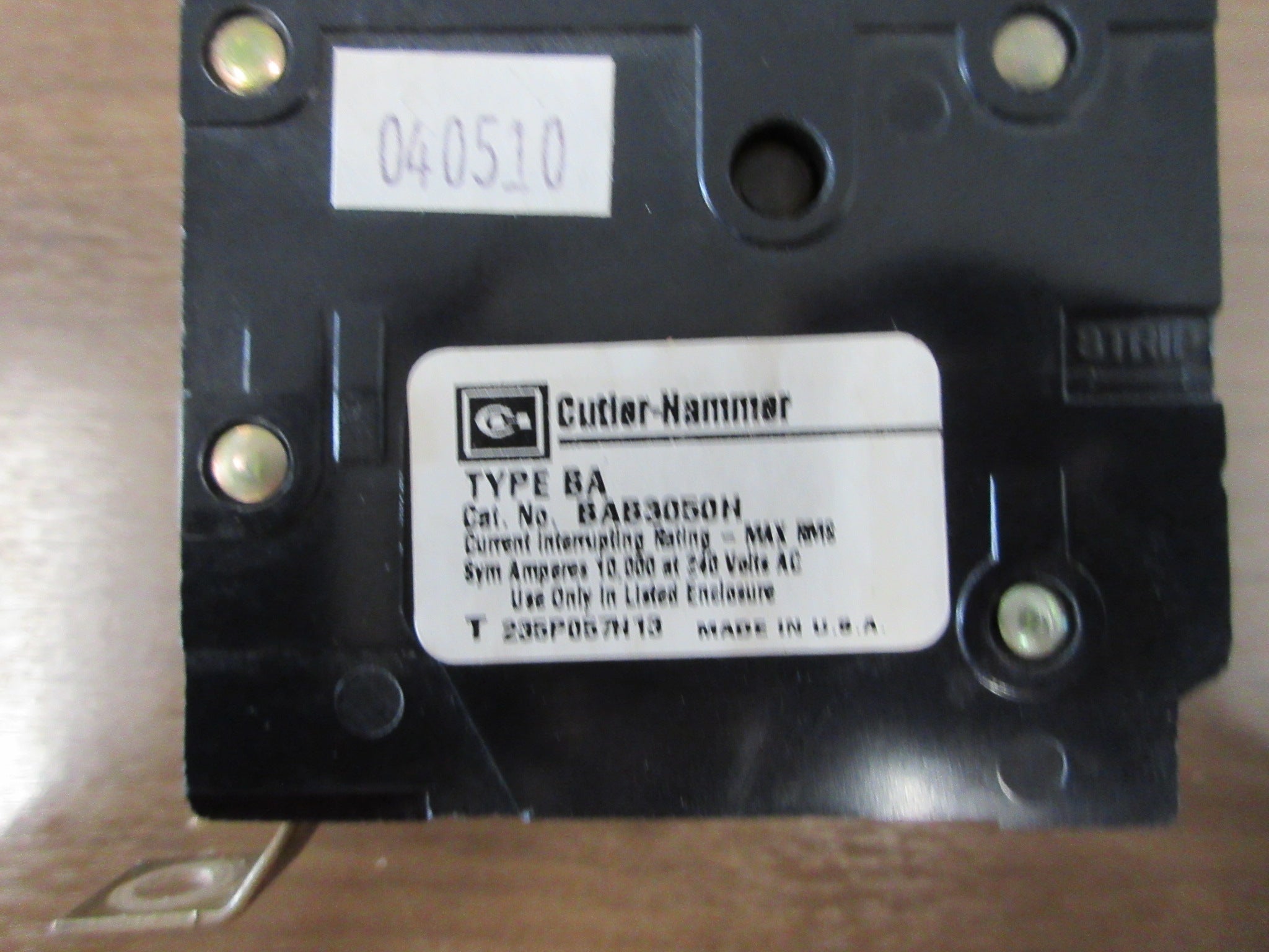 Cutler -Hammer Type BA Bolt-On Circuit Breaker BAB3050H 50A 240V 3P Used