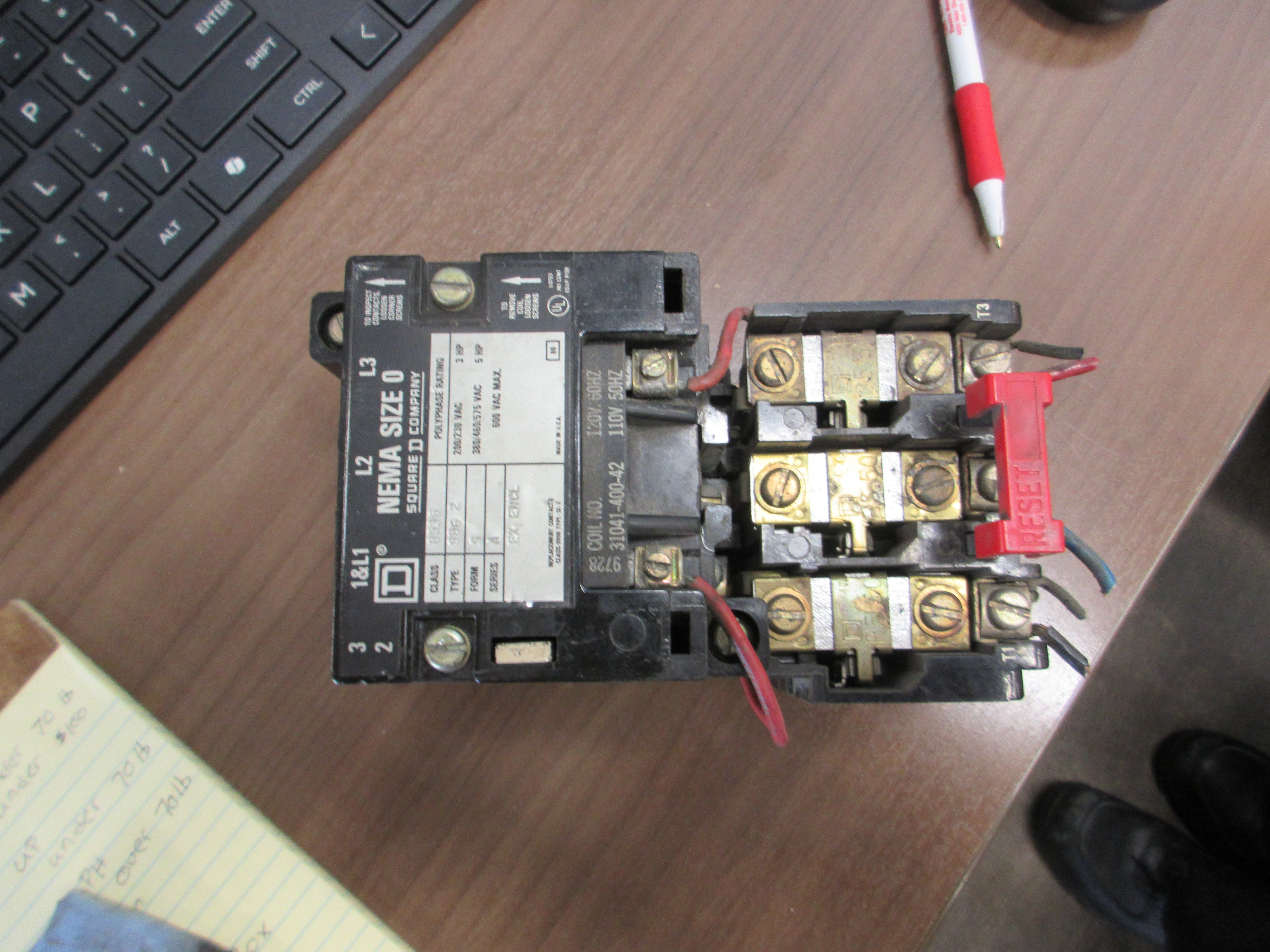 Square D Size 1 Starter 8536 SBG 2 S Ser.A 120V Coil 600V Used