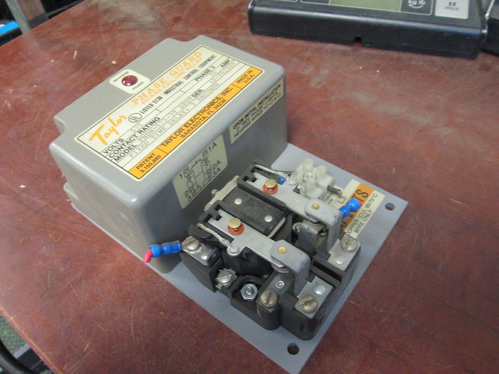 Taylor Phase-Guard Phase Failure Relay PNDR-575-3T DPDT 575V 30A 3Ph Used
