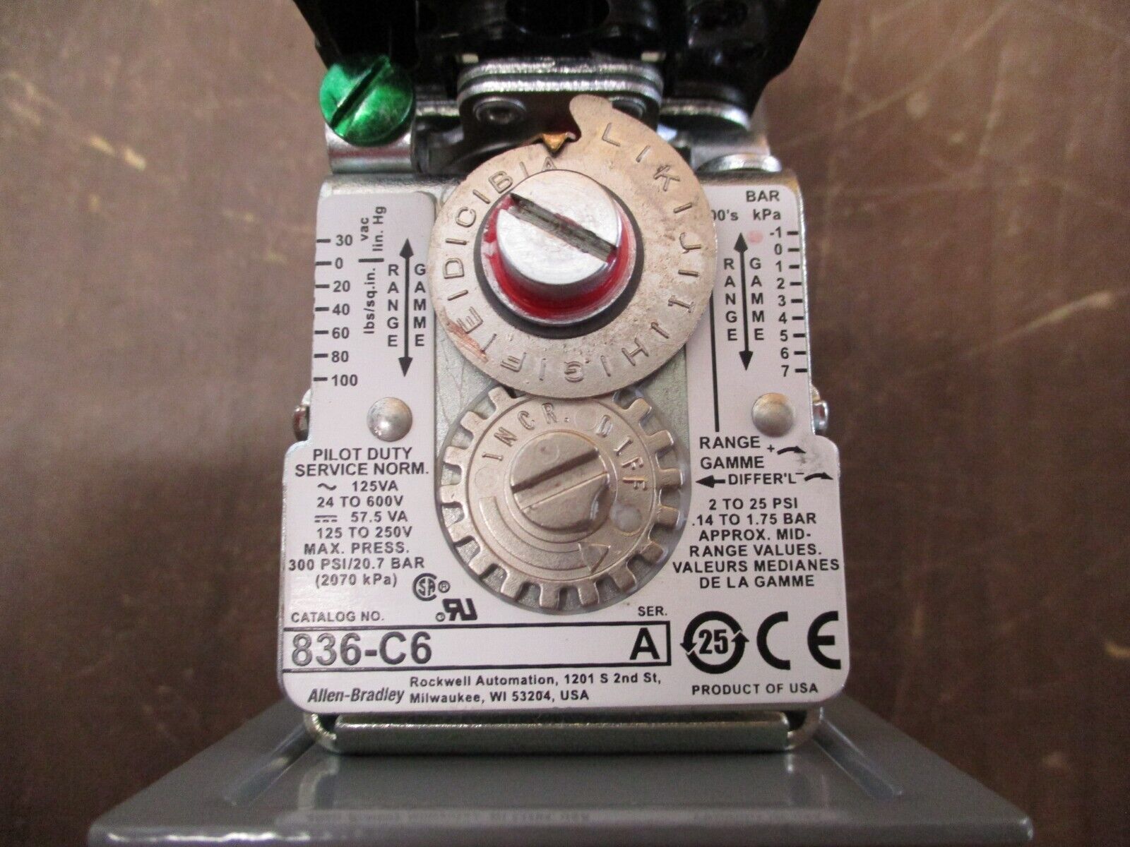 Allen-Bradley Pressure Control 836-C6A Ser. A New Surplus