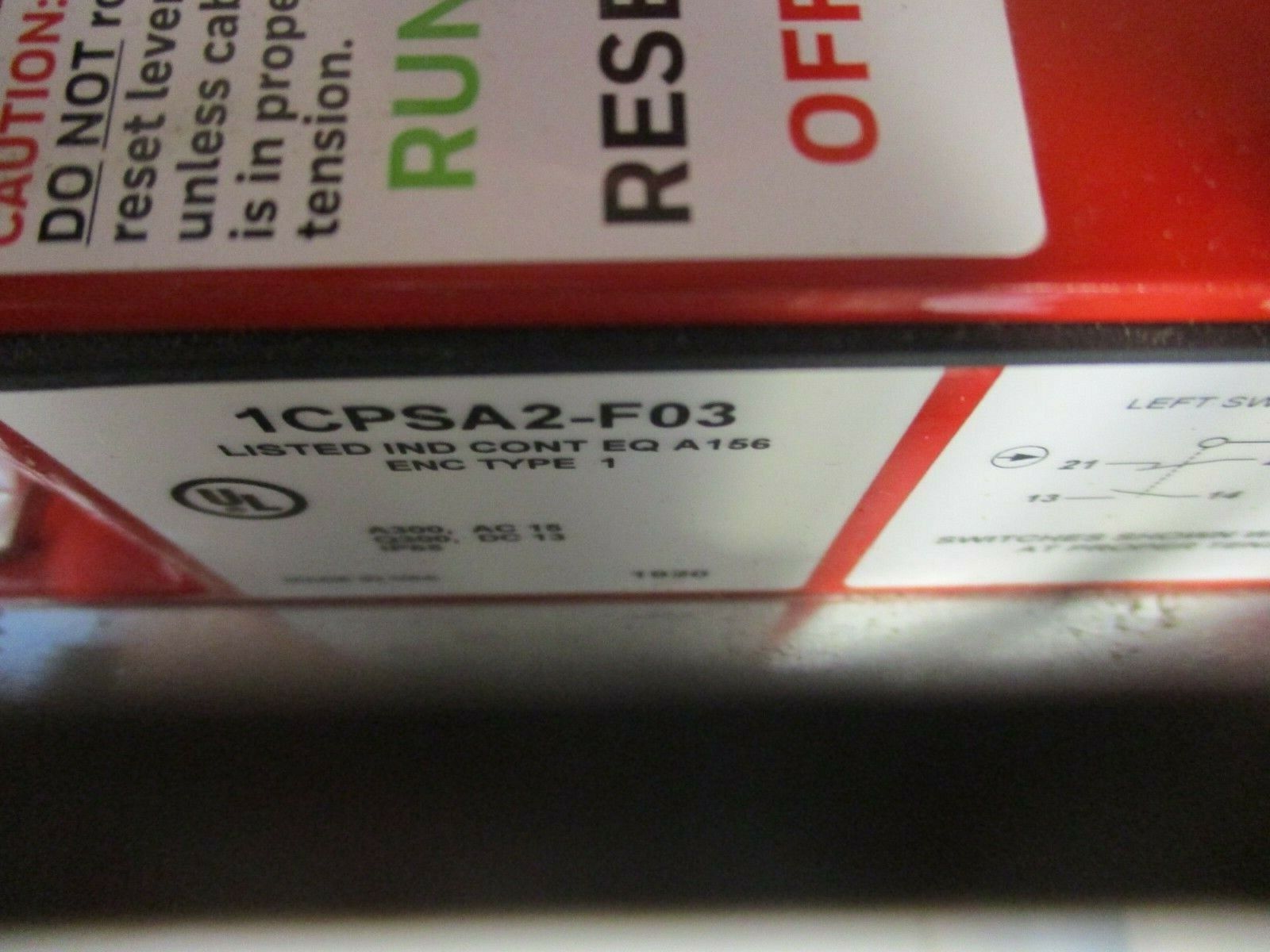 Honeywell Micro Switch Cable-Pull Switch 1CPSA2-F03 w/ Mounting Plate Used