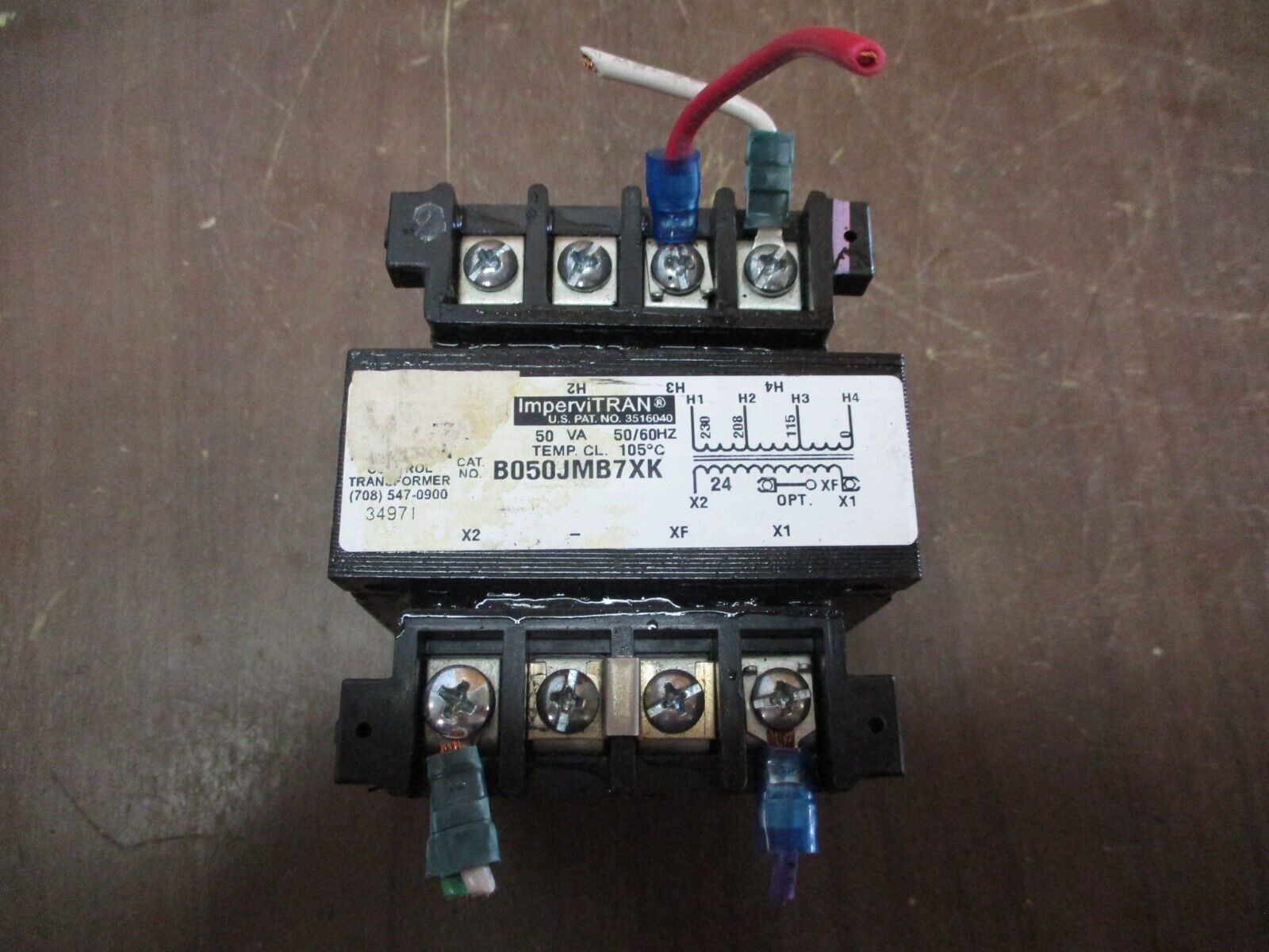 Micron ImperviTRAN Control Transformer B050JMB7XK 50VA Pri: 115/208/230V 50/60Hz