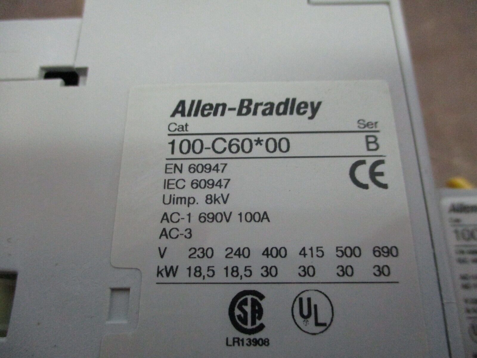 Allen-Bradley Starter 100-C60*00/193-EA2KE 120V Coil Trip: 26-85A 600V Used