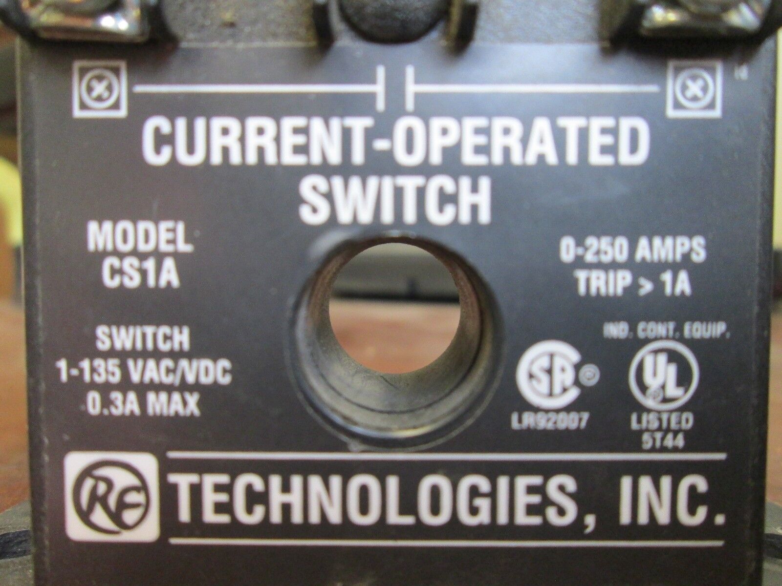 RE Technologies Current-Operated Switch CS1A 0-250A 1-135VAC Used
