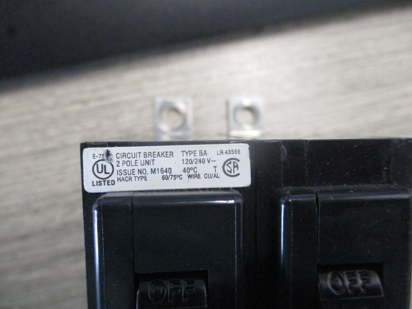 Cutler-Hammer Bolt-On Circuit Breaker BA260 60A 120/240V 2P Used
