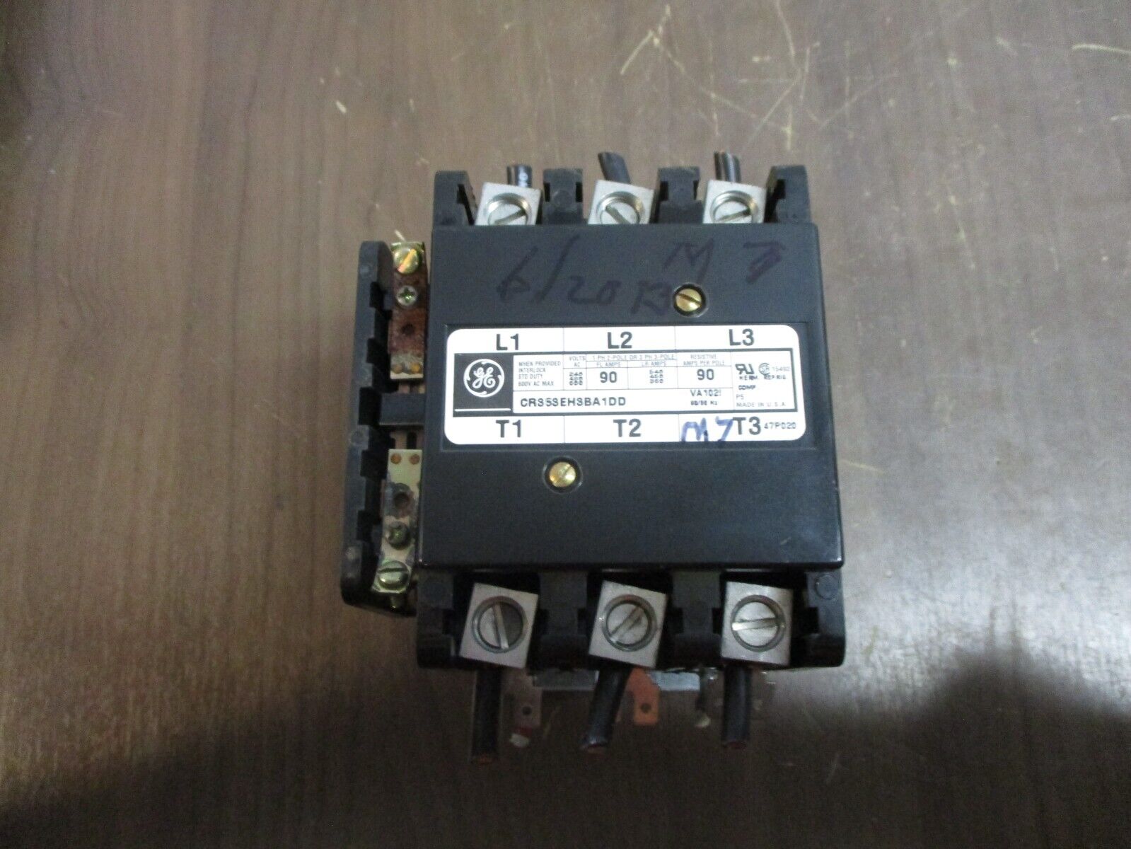 GE Contactor CR353EH3BA1DD 115-120V Coil 90A 600V w/ Aux Contact Used